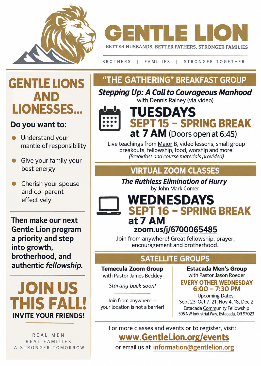 Gentle Lion Fall 2026 Flyer